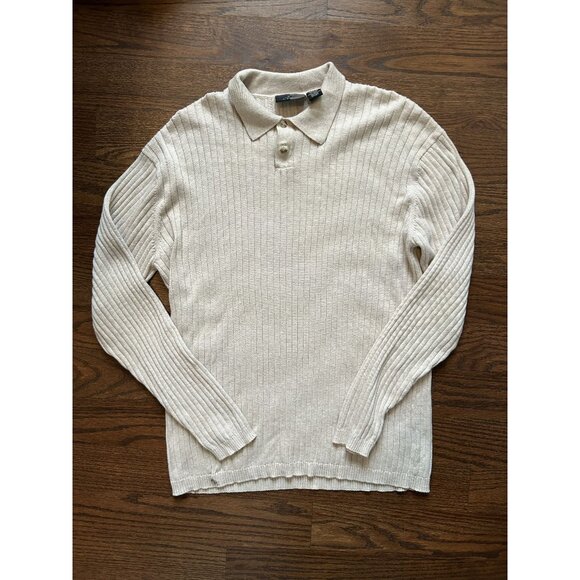 Cream 2 Button Polo J. Ferrar Medium - Picture 3 of 7